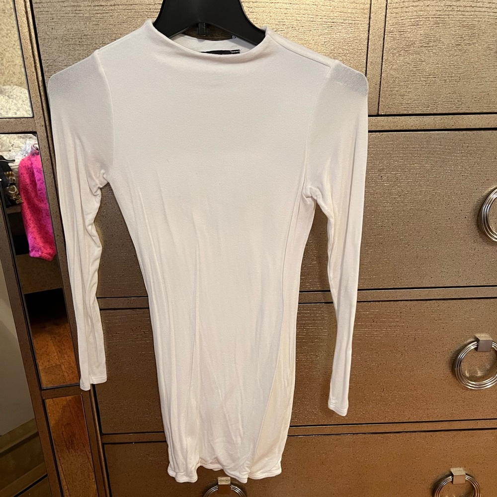 White bodycon naked wardrobe mini dress